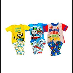 Set of 3 Boys Short Sleeve and Pants Pajama Sets